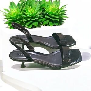 Steve Madden Glossy Black Slingback Heels